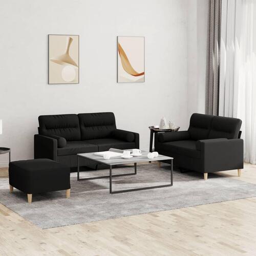 3 personers sofa med puder stof sort