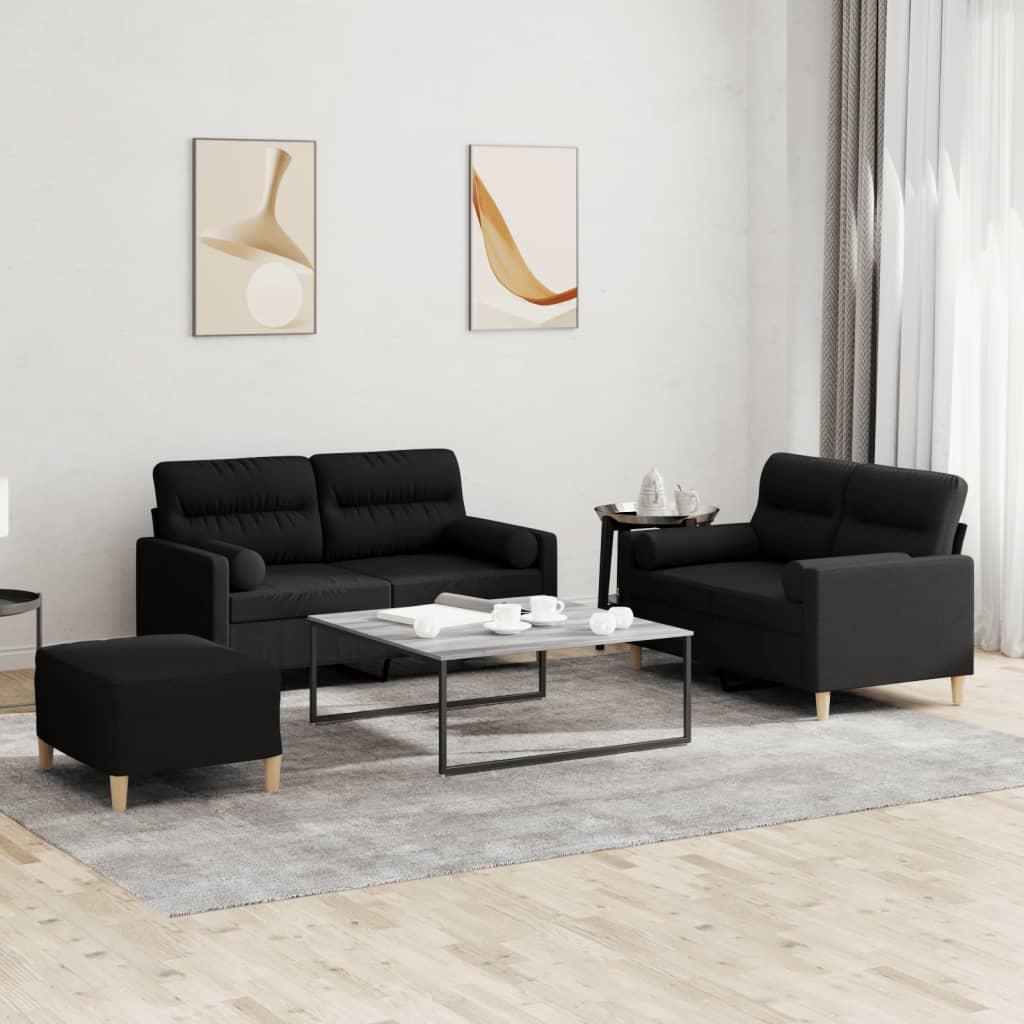 3 personers sofa med puder stof sort