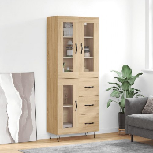 Højskab 69,5x34x180 cm konstrueret træ sonoma-eg