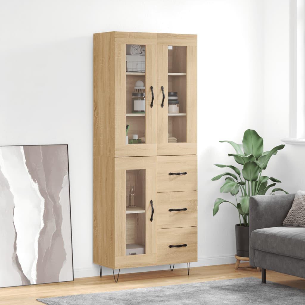 Højskab 69,5x34x180 cm konstrueret træ sonoma-eg