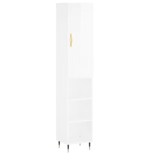 Skab 34,5x34x180 cm konstrueret træ hvid højglans