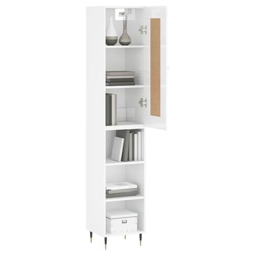 Skab 34,5x34x180 cm konstrueret træ hvid højglans