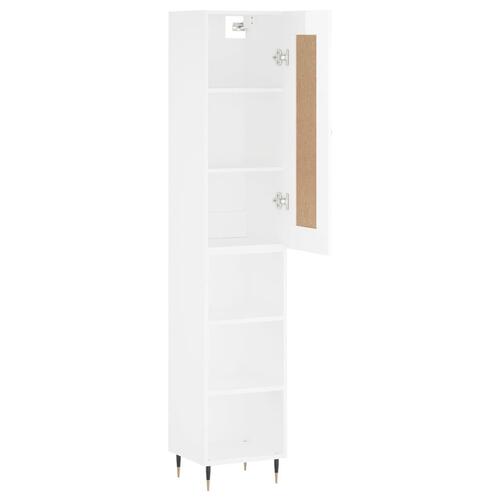 Skab 34,5x34x180 cm konstrueret træ hvid højglans