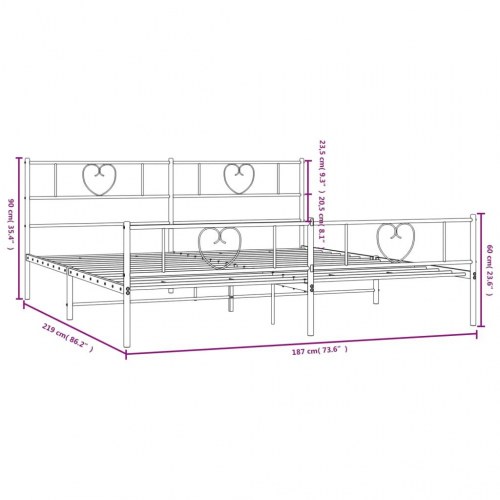 Sengeramme med gavl og fodgærde 183×213 cm - metal, sort