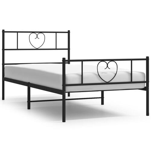 Sengeramme med sengegavl og fodgærde 75x190 cm metal sort