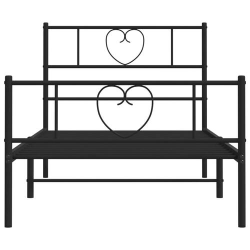 Sengeramme med sengegavl og fodgærde 75x190 cm metal sort