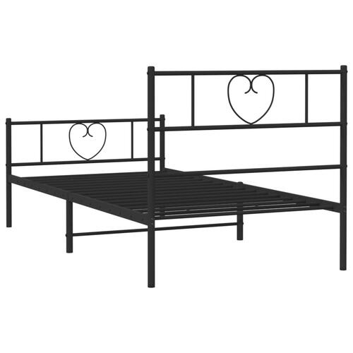 Sengeramme med sengegavl og fodgærde 75x190 cm metal sort