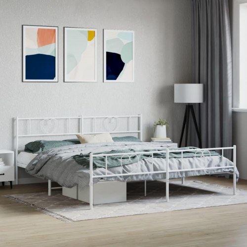 Sengeramme med sengegavl og fodgærde 193x203 cm - hvid