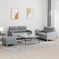 3 personers sofa med hynder stof lysegrå