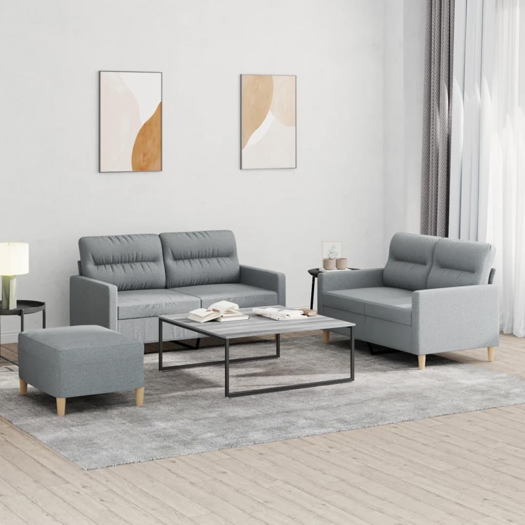 3 personers sofa med hynder stof lysegrå