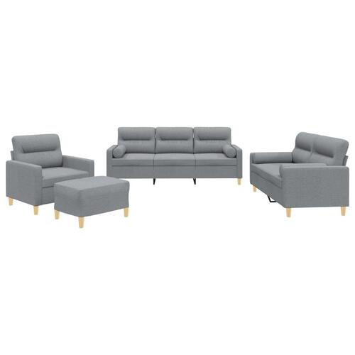 Sofasæt 4 dele med puder stof lysegrå