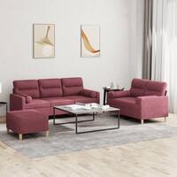 3 personers sofa med puder stof vinrød