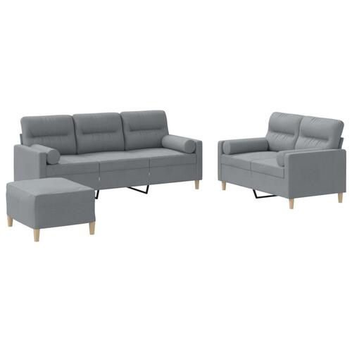 3 personers sofa med puder stof lysegrå