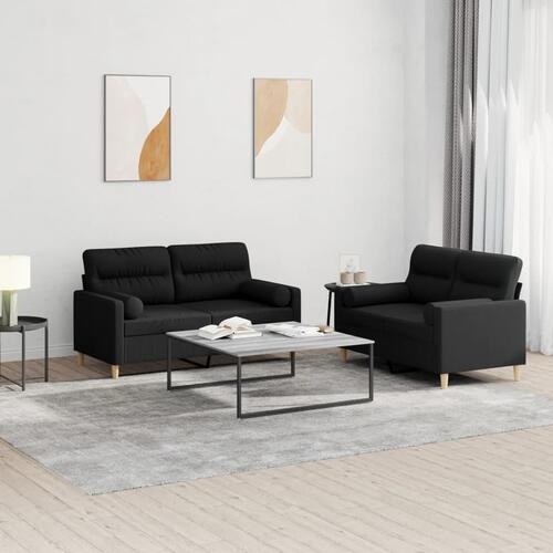 2 personers sofa med puder stof sort