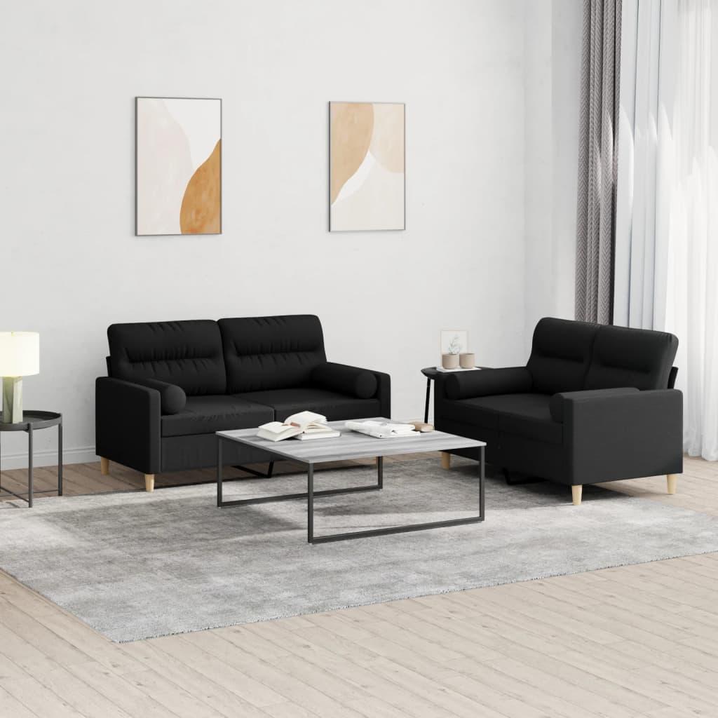 2 personers sofa med puder stof sort