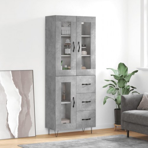 Højskab 69,5x34x180 cm konstrueret træ betongrå