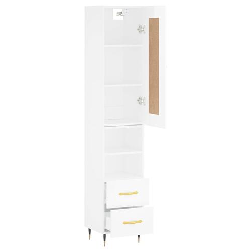 Skab 34,5x34x180 cm konstrueret træ hvid højglans