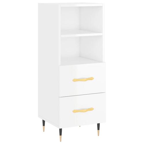Skab 34,5x34x180 cm konstrueret træ hvid højglans