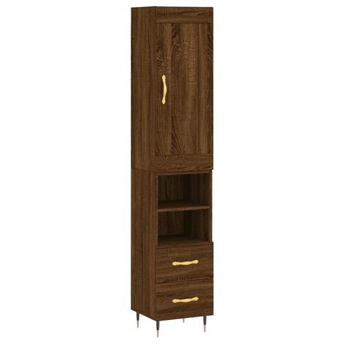 Skab 34,5x34x180 cm konstrueret træ brun egetræsfarve