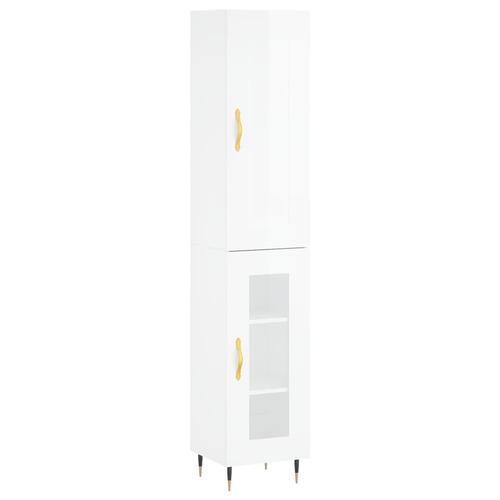 Skab 34,5x34x180 cm konstrueret træ hvid højglans