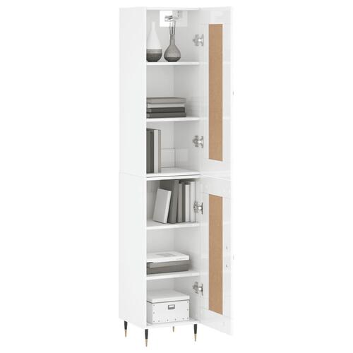 Skab 34,5x34x180 cm konstrueret træ hvid højglans