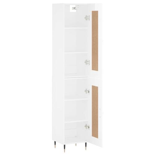Skab 34,5x34x180 cm konstrueret træ hvid højglans
