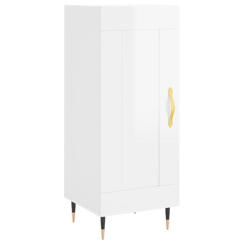Skab 34,5x34x180 cm konstrueret træ hvid højglans