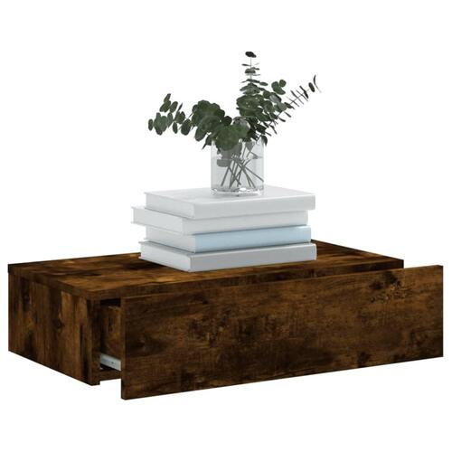 Tv-bord med LED-lys 60x35x15,5 cm røget egetræsfarve