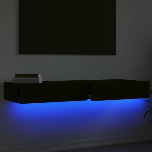 Tv-borde 2 stk. med LED-lys 60x35x15,5 cm sort