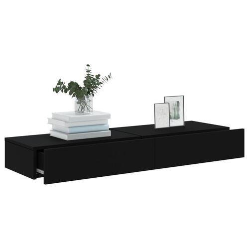 Tv-borde 2 stk. med LED-lys 60x35x15,5 cm sort