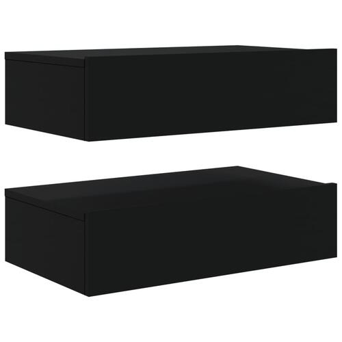 Tv-borde 2 stk. med LED-lys 60x35x15,5 cm sort