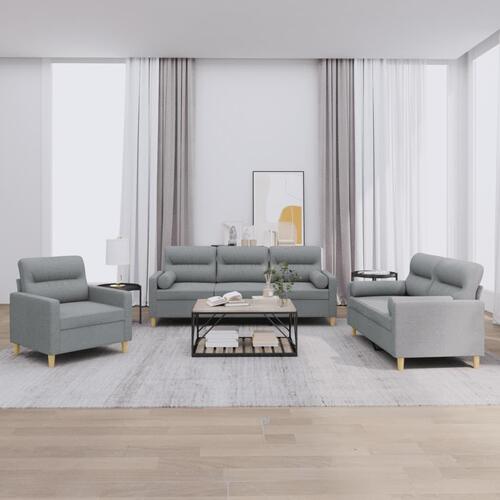 3 personers sofa med puder stof lysegrå