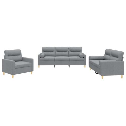 3 personers sofa med puder stof lysegrå
