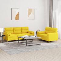 2 personers sofa med puder stof lysegul