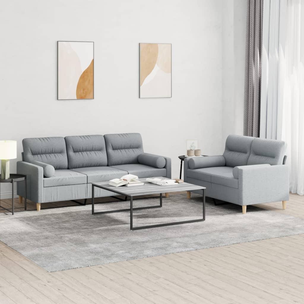 2 personers sofa med puder stof lysegrå