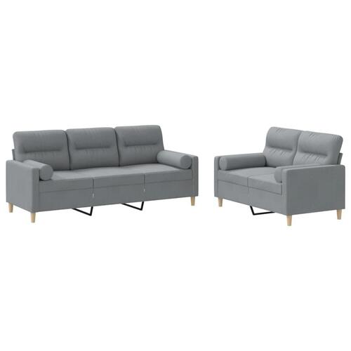 2 personers sofa med puder stof lysegrå