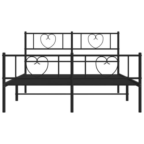 Sengeramme med sengegavl og fodgærde 150x200 cm metal sort