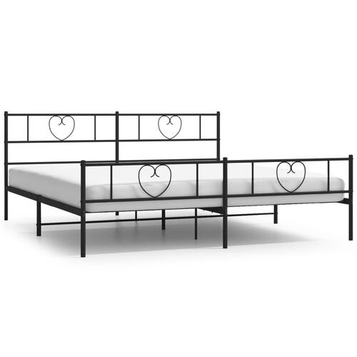 Sengeramme med sengegavl og fodgærde 200x200 cm metal sort