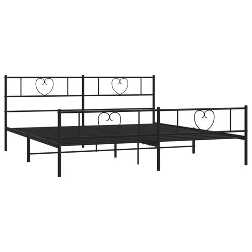 Sengeramme med sengegavl og fodgærde 200x200 cm metal sort