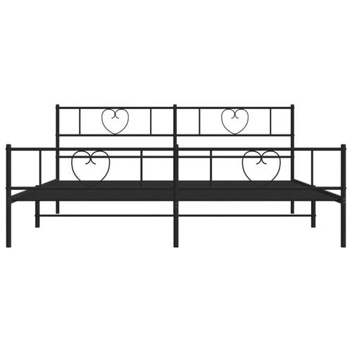 Sengeramme med sengegavl og fodgærde 200x200 cm metal sort