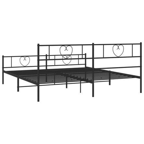 Sengeramme med sengegavl og fodgærde 200x200 cm metal sort
