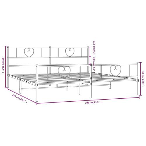 Sengeramme med sengegavl og fodgærde 200x200 cm metal sort