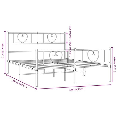 Sengeramme med sengegavl og fodgærde 160x200 cm metal hvid