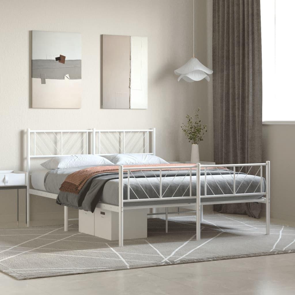 Sengeramme med sengegavl og fodgærde 140x190 cm metal hvid