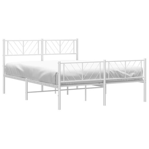 Sengeramme med sengegavl og fodgærde 140x190 cm metal hvid