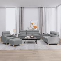 Sofasæt 4 dele med hynder stof lysegrå