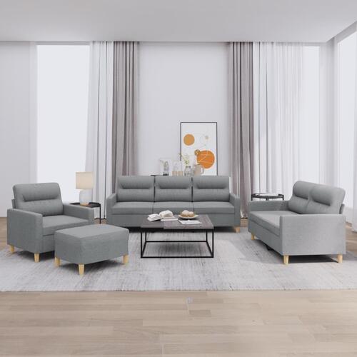 Sofasæt 4 dele med hynder stof lysegrå