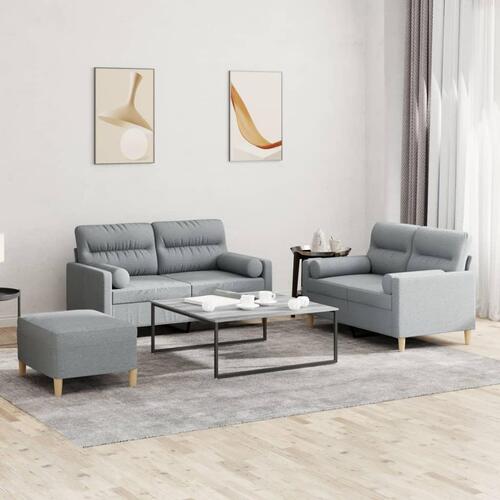 3 personers sofa med puder stof lysegrå