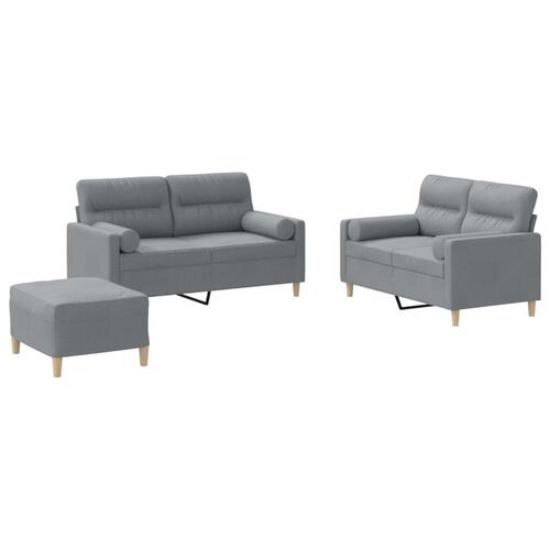 3 personers sofa med puder stof lysegrå