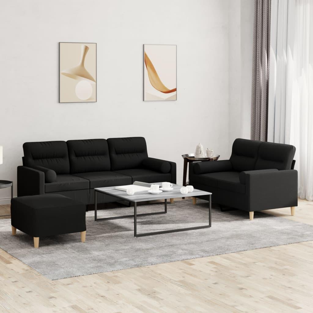 3 personers sofa med puder stof sort